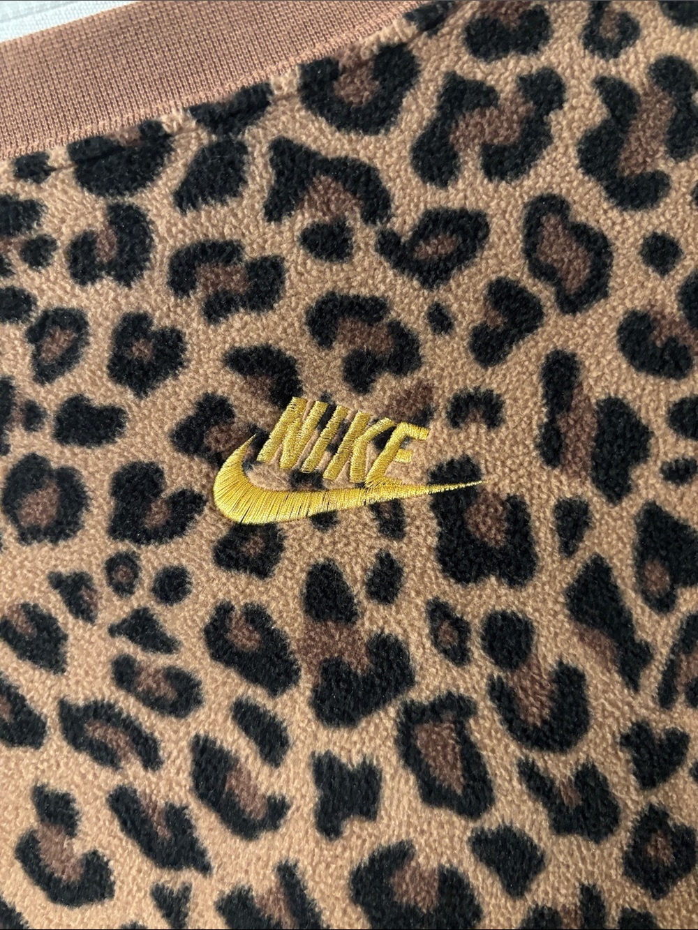 Nike Leopard Print Crewneck Sweater - Brown, Black & Yellow - Picture 2 of 4